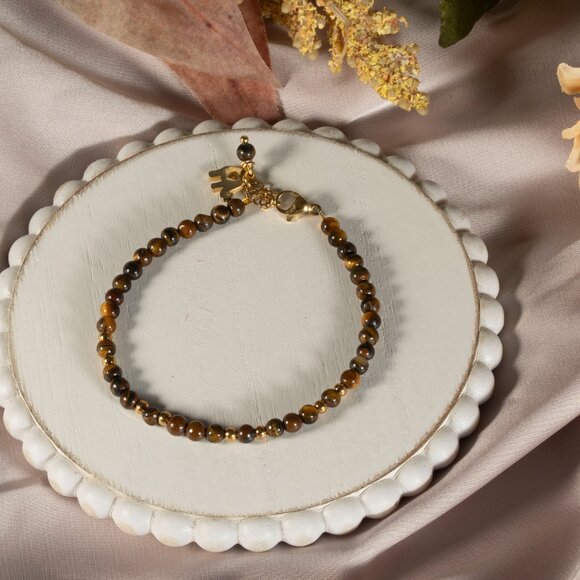 Bracelet Adjustable Handmade Clear Crystal tiger eye stone multicolored Gift - Picture 2 of 6